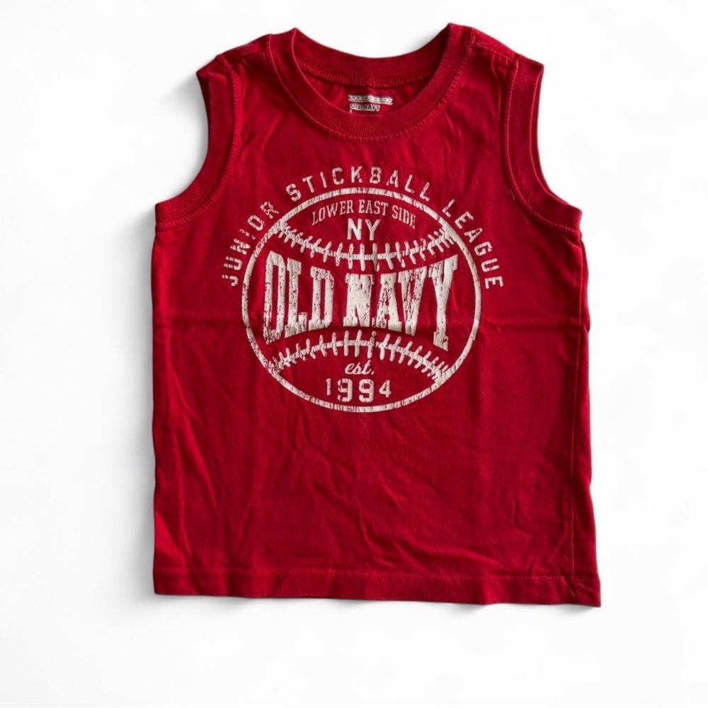 Old Navy Boys 5T Stickball League Graphic Tank Red